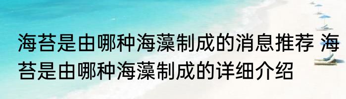 海苔是由哪种海藻制成的消息推荐 海苔是由哪种海藻制成的详细介绍