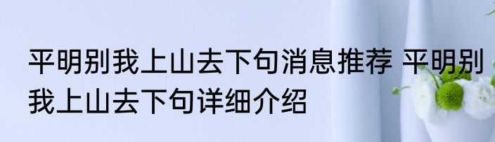 平明别我上山去下句消息推荐 平明别我上山去下句详细介绍
