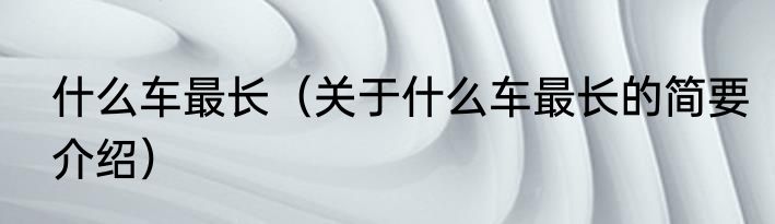 什么车最长（关于什么车最长的简要介绍）