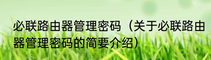必联路由器管理密码（关于必联路由器管理密码的简要介绍）