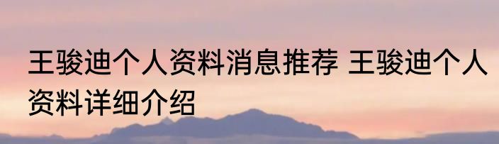 王骏迪个人资料消息推荐 王骏迪个人资料详细介绍
