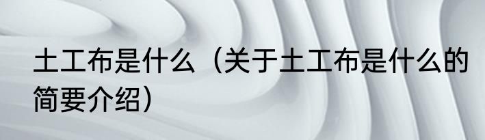 土工布是什么（关于土工布是什么的简要介绍）