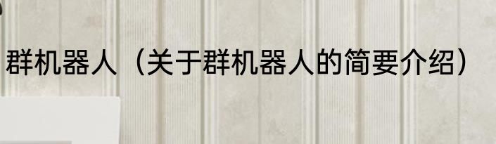 群机器人（关于群机器人的简要介绍）