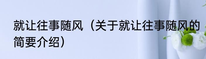 就让往事随风（关于就让往事随风的简要介绍）