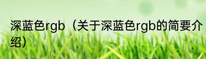 深蓝色rgb（关于深蓝色rgb的简要介绍）