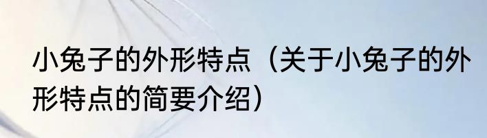 小兔子的外形特点（关于小兔子的外形特点的简要介绍）