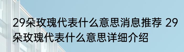 29朵玫瑰代表什么意思消息推荐 29朵玫瑰代表什么意思详细介绍