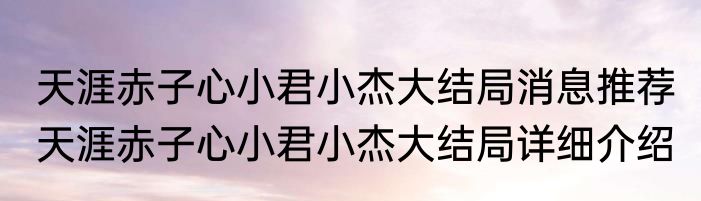 天涯赤子心小君小杰大结局消息推荐 天涯赤子心小君小杰大结局详细介绍