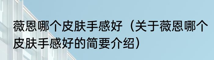 薇恩哪个皮肤手感好（关于薇恩哪个皮肤手感好的简要介绍）