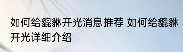 如何给貔貅开光消息推荐 如何给貔貅开光详细介绍