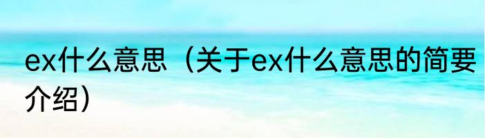 ex什么意思（关于ex什么意思的简要介绍）