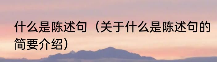 什么是陈述句（关于什么是陈述句的简要介绍）