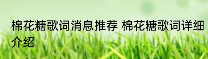 棉花糖歌词消息推荐 棉花糖歌词详细介绍