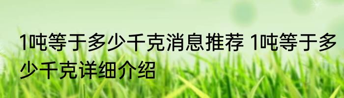 1吨等于多少千克消息推荐 1吨等于多少千克详细介绍