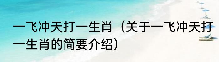 一飞冲天打一生肖（关于一飞冲天打一生肖的简要介绍）
