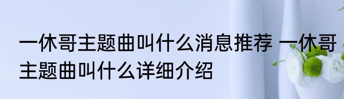 一休哥主题曲叫什么消息推荐 一休哥主题曲叫什么详细介绍