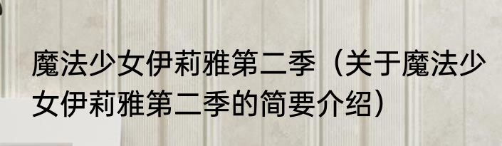 魔法少女伊莉雅第二季（关于魔法少女伊莉雅第二季的简要介绍）