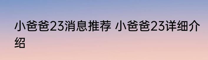 小爸爸23消息推荐 小爸爸23详细介绍