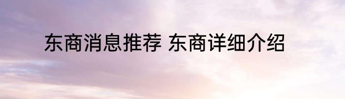 东商消息推荐 东商详细介绍