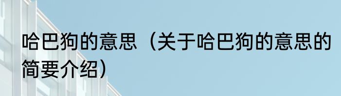 哈巴狗的意思（关于哈巴狗的意思的简要介绍）
