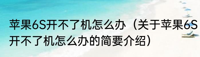 苹果6S开不了机怎么办（关于苹果6S开不了机怎么办的简要介绍）