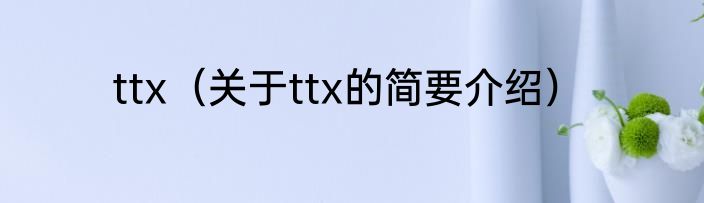 ttx（关于ttx的简要介绍）