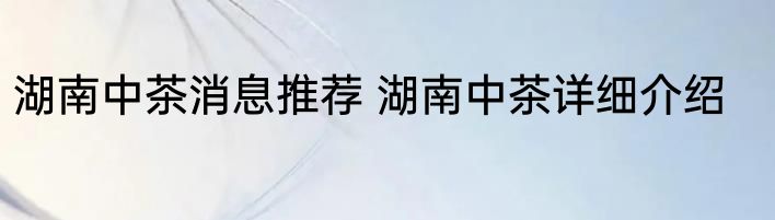 湖南中茶消息推荐 湖南中茶详细介绍