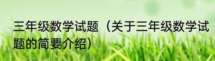 三年级数学试题（关于三年级数学试题的简要介绍）