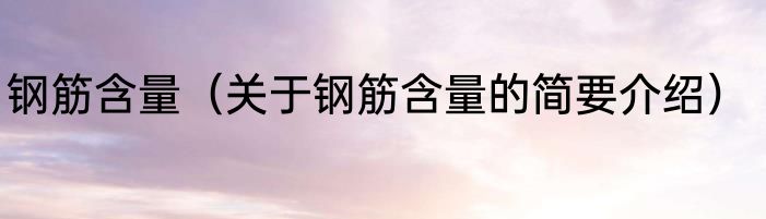 钢筋含量（关于钢筋含量的简要介绍）