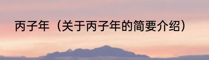 丙子年（关于丙子年的简要介绍）