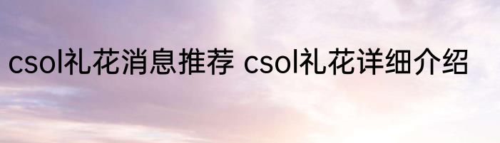 csol礼花消息推荐 csol礼花详细介绍