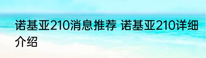 诺基亚210消息推荐 诺基亚210详细介绍