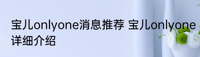 宝儿onlyone消息推荐 宝儿onlyone详细介绍