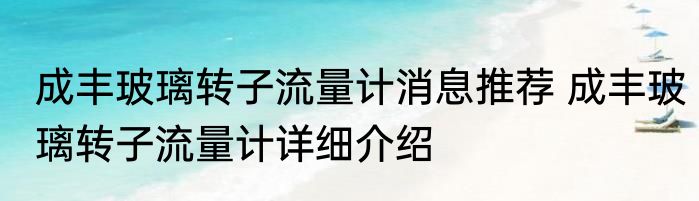 成丰玻璃转子流量计消息推荐 成丰玻璃转子流量计详细介绍
