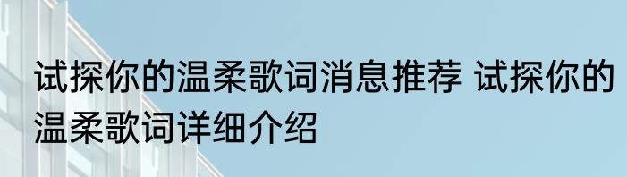 试探你的温柔歌词消息推荐 试探你的温柔歌词详细介绍