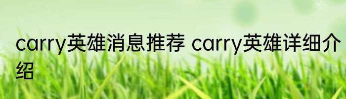 carry英雄消息推荐 carry英雄详细介绍