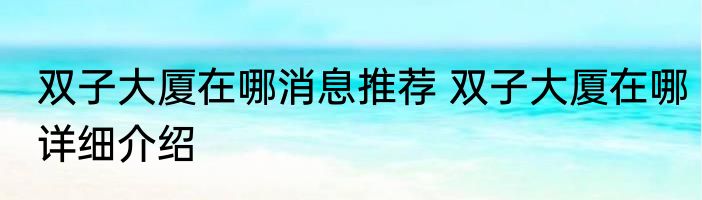 双子大厦在哪消息推荐 双子大厦在哪详细介绍
