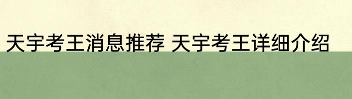天宇考王消息推荐 天宇考王详细介绍
