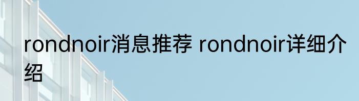 rondnoir消息推荐 rondnoir详细介绍