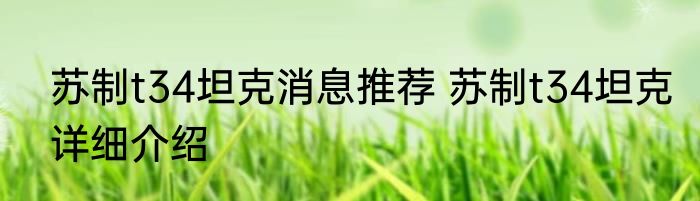 苏制t34坦克消息推荐 苏制t34坦克详细介绍