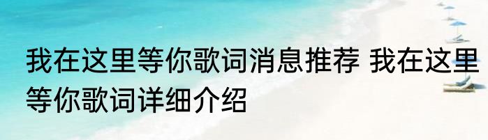 我在这里等你歌词消息推荐 我在这里等你歌词详细介绍