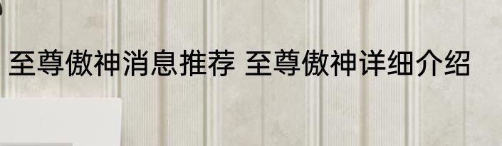 至尊傲神消息推荐 至尊傲神详细介绍