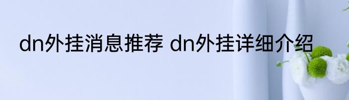 dn外挂消息推荐 dn外挂详细介绍