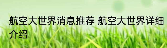 航空大世界消息推荐 航空大世界详细介绍