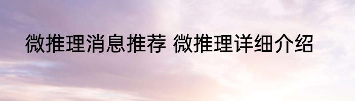 微推理消息推荐 微推理详细介绍