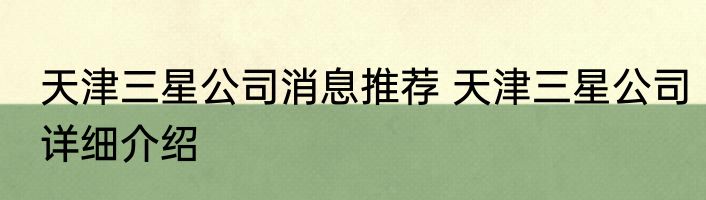 天津三星公司消息推荐 天津三星公司详细介绍