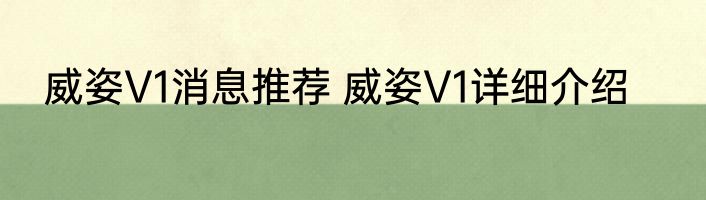威姿V1消息推荐 威姿V1详细介绍