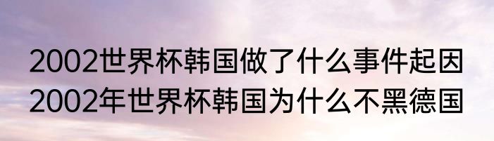 2002世界杯韩国做了什么事件起因  2002年世界杯韩国为什么不黑德国