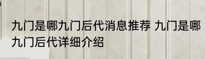 九门是哪九门后代消息推荐 九门是哪九门后代详细介绍