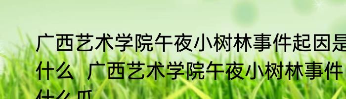 广西艺术学院午夜小树林事件起因是什么  广西艺术学院午夜小树林事件什么瓜
